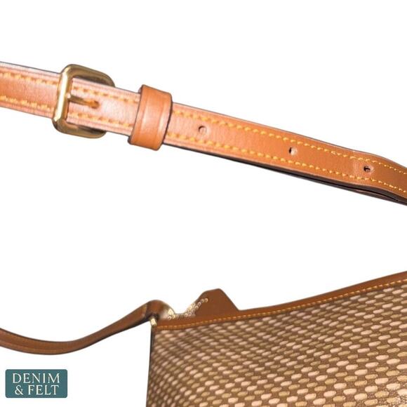 Coach Weaved Brown Embossed Leather Crossbody Shoulder Bag Adjustable Strap - Picture 7 of 15